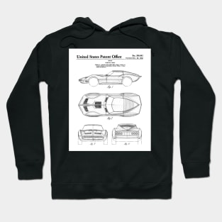 Corvette Patent - Vintage Corvette Art - Black And White Hoodie